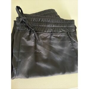 Andrew Marc Women's XL Black Satin Cargo Jogger Pants Pockets Elastic Waist